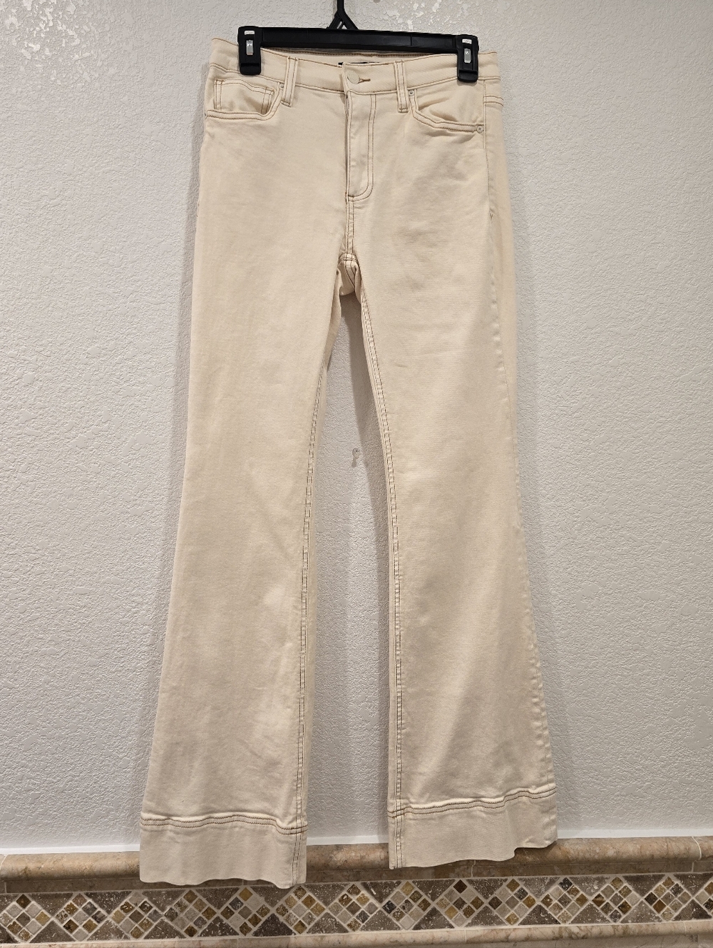 Boston Proper Monterey High Rise Wide Hem Bootcut Jean In Ecru 4 - Picture 2 of 7